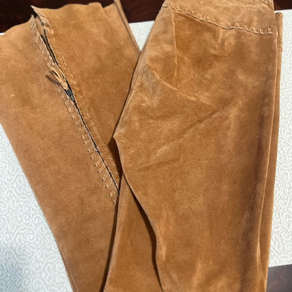 Arden B. Leather Suede Split Flare Zip Back Pant Legs Boho Y2K Festival Size 8 - Picture 13 of 16